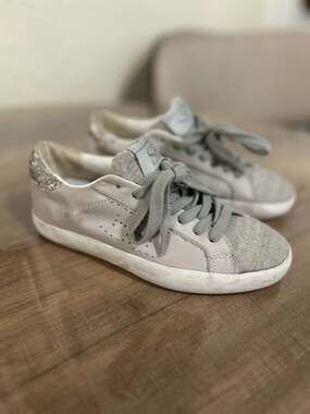 Sam Edelman Aubrie Low-Top Lace Up Sneakers with Glitter Heel